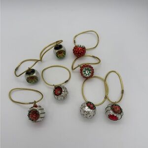 Vtg. Boston Warehouse Christmas Holiday Opulent Ornaments Napkin Charmers 8pc.